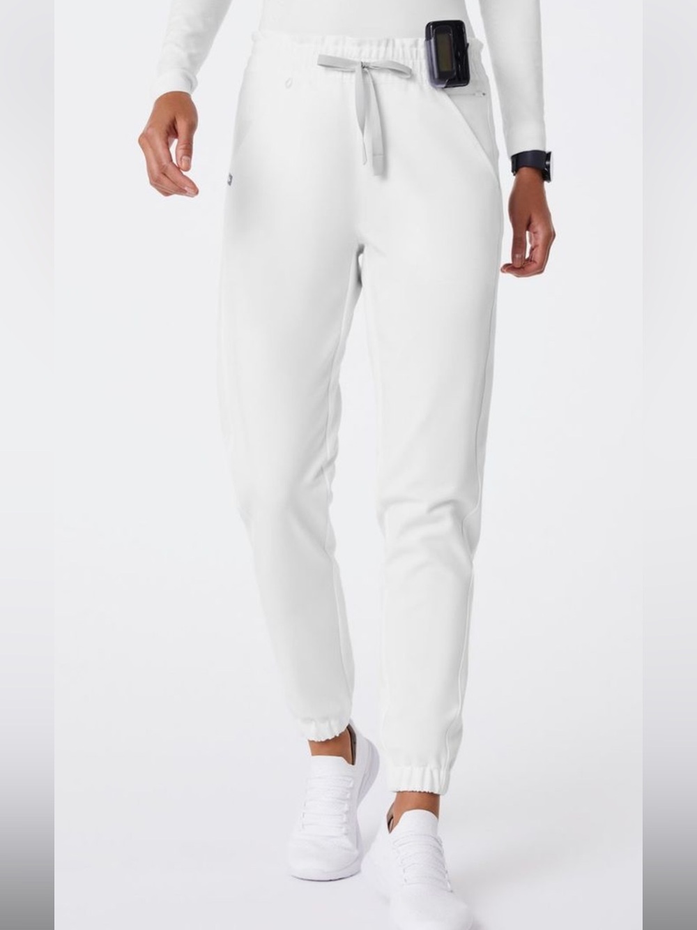 Figs, Regina High Waisted Slim Jogger, Optic White, Small Petite